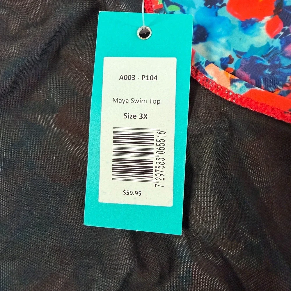 New Calypsa Maya‎ Floral Racerback Tankini Swim Top Plus Size 3X Modest Beach
